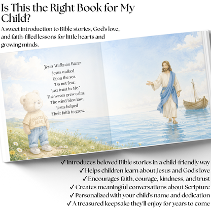 My Personalized Bible Story Book, Christian Keepsake Gift, Baptism Gift, Faith Based Storybook for Kids