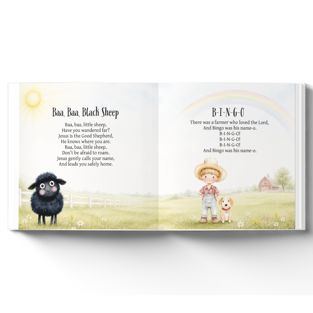 Personalized Christian Nursery Rhymes Book, Custom Baby Name Storybook, Baby Shower Gift for Boy or Girl, First Birthday Gift, Baby Keepsake