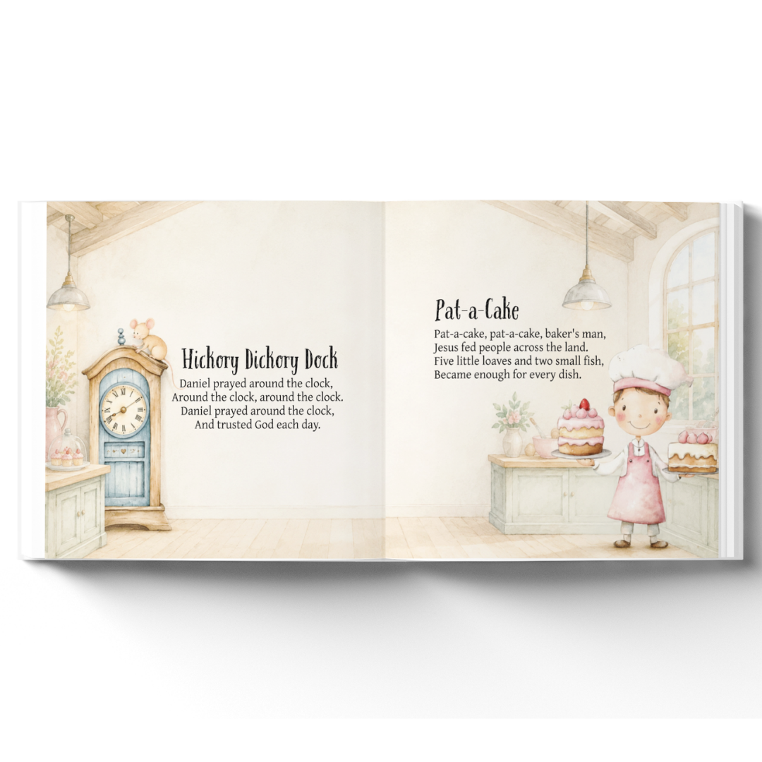 Personalized Christian Nursery Rhymes Book, Custom Faith Gift for Kids, Baptism Gift, Baby Dedication, Easter Gift, Christian Keepsake