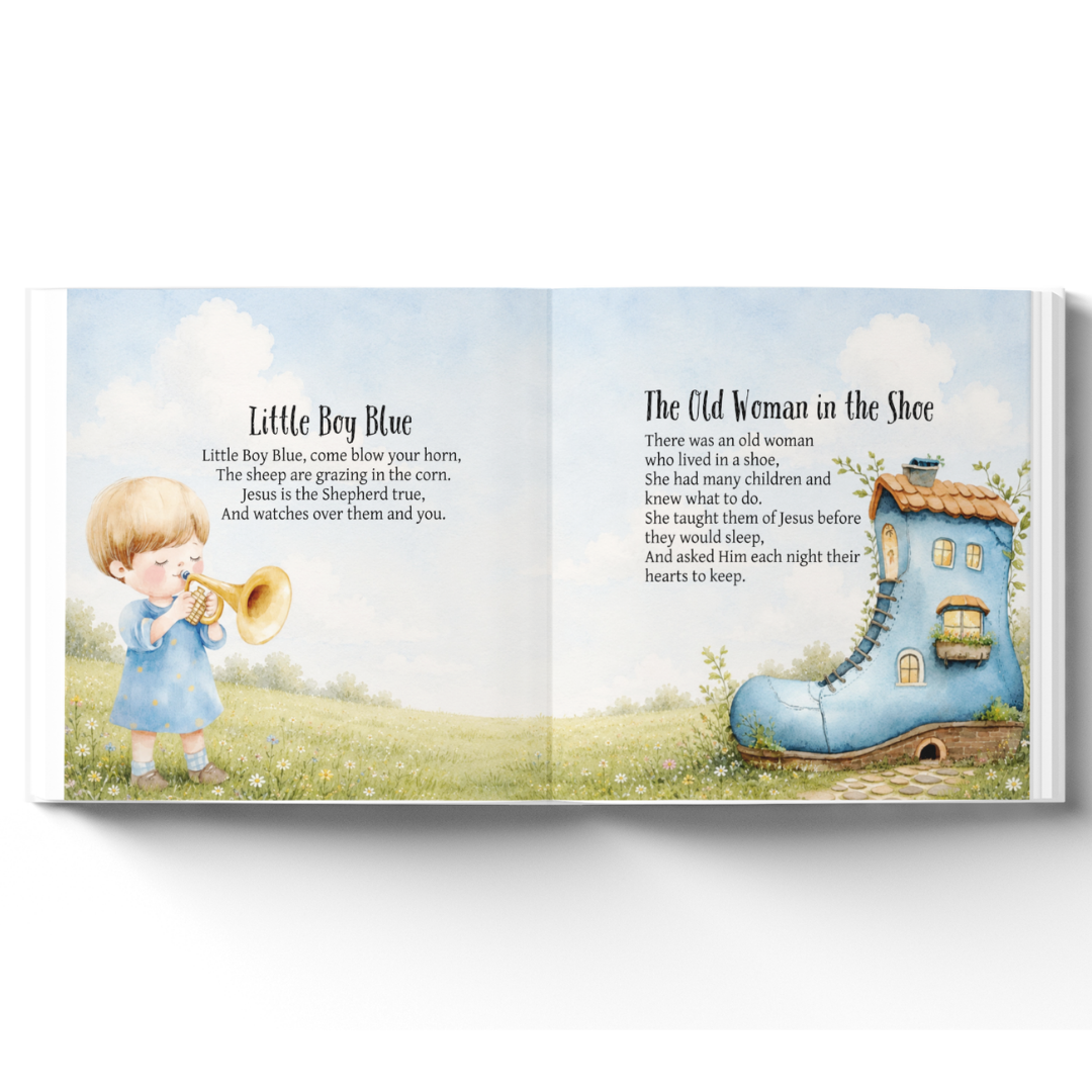 Personalized Christian Nursery Rhymes Book, Custom Baby Name Storybook, Baby Shower Gift for Boy or Girl, First Birthday Gift, Baby Keepsake