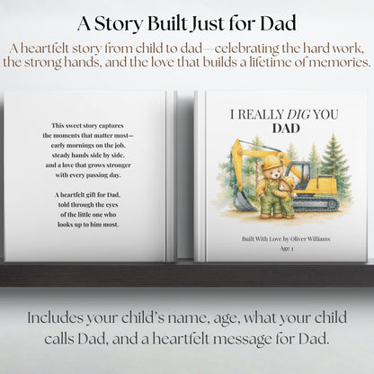 Personalized Construction Dad Book, Father’s Day Gift from Child, Custom Daddy Storybook, Blue Collar Dad Keepsake Gift
