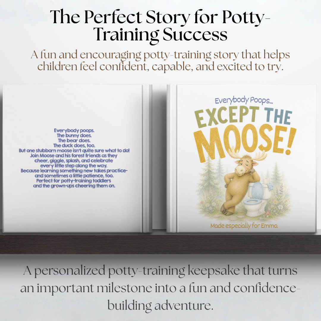 Personalized Potty Training Book for Toddlers | Everybody Poops Except the Moose | Custom Toilet Learning Story | Potty Training Gift