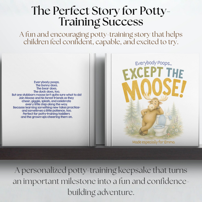 Personalized Potty Training Book for Toddlers | Everybody Poops Except the Moose | Custom Toilet Learning Story | Potty Training Gift