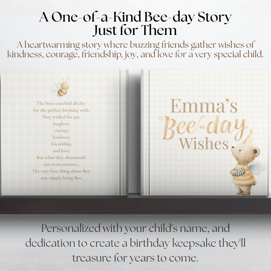 Personalized Bee-Day Birthday Book for Kids, Birthday Wish Book, Custom Birthday Storybook, Keepsake Gift for Children