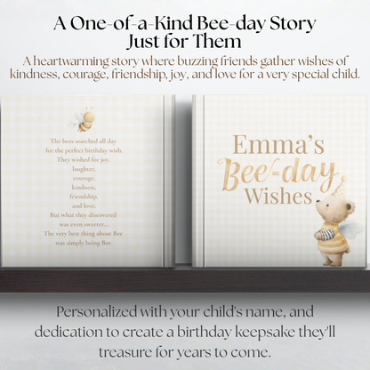 Personalized Bee-Day Birthday Book for Kids, Birthday Wish Book, Custom Birthday Storybook, Keepsake Gift for Children