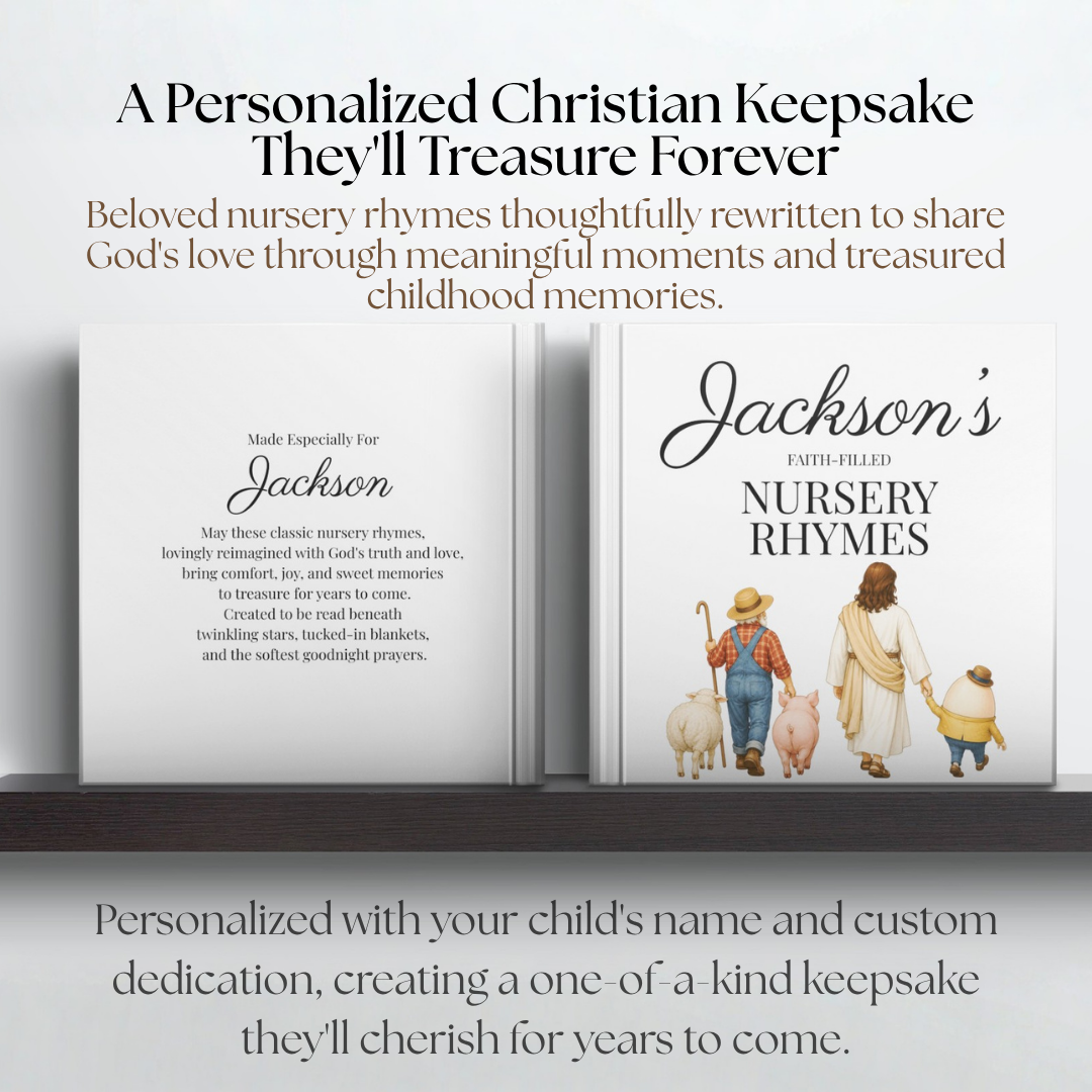 Personalized Christian Nursery Rhymes Book, Custom Baby Name Storybook, Baby Shower Gift for Boy or Girl, First Birthday Gift, Baby Keepsake
