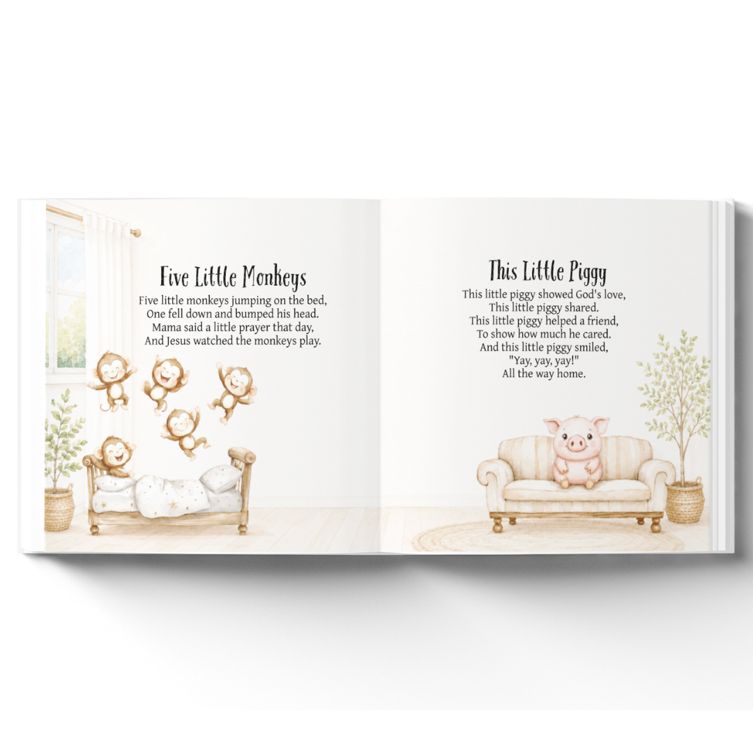 Personalized Christian Nursery Rhymes Book, Custom Baby Name Storybook, Baby Shower Gift for Boy or Girl, First Birthday Gift, Baby Keepsake