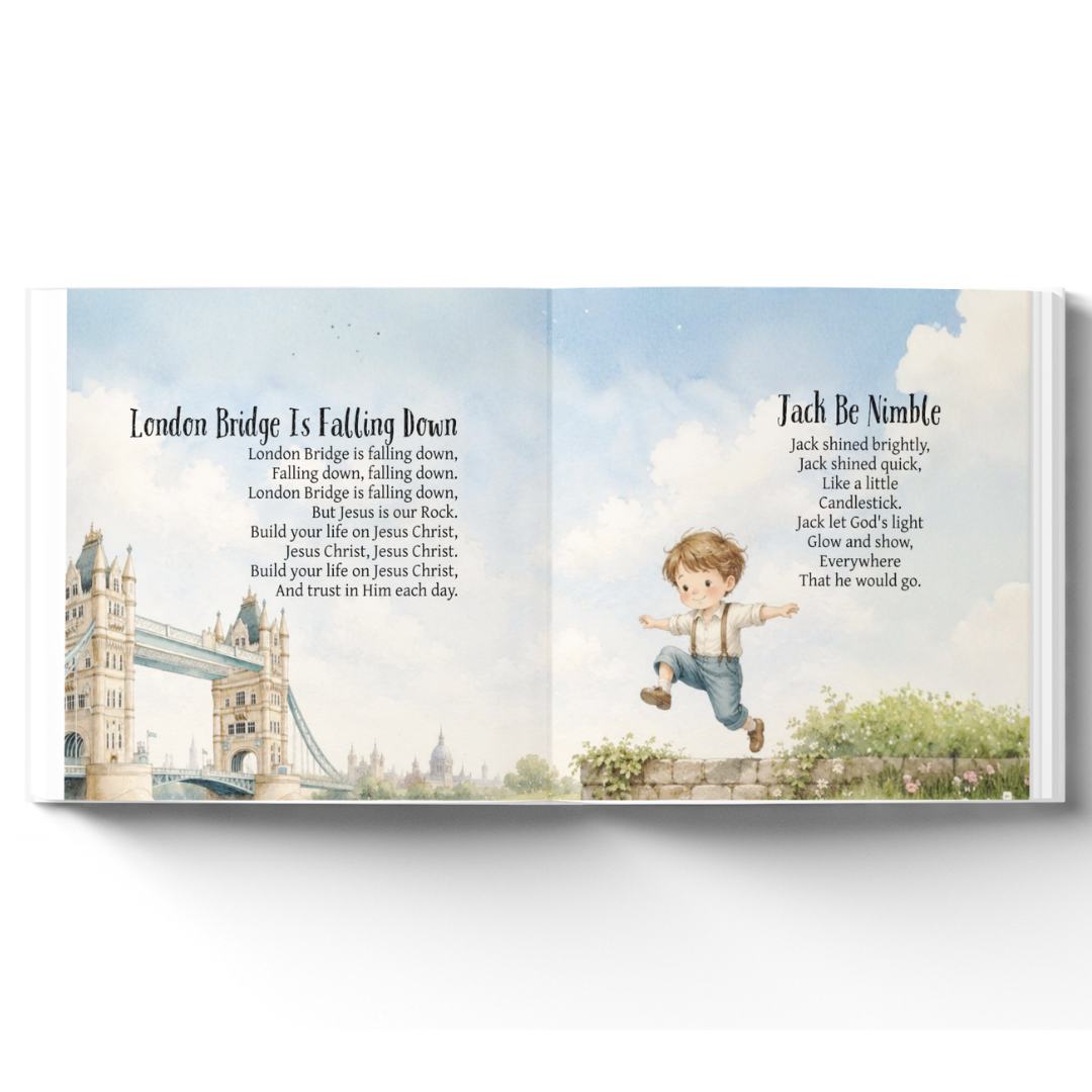 Personalized Christian Nursery Rhymes Book, Custom Baby Name Storybook, Baby Shower Gift for Boy or Girl, First Birthday Gift, Baby Keepsake