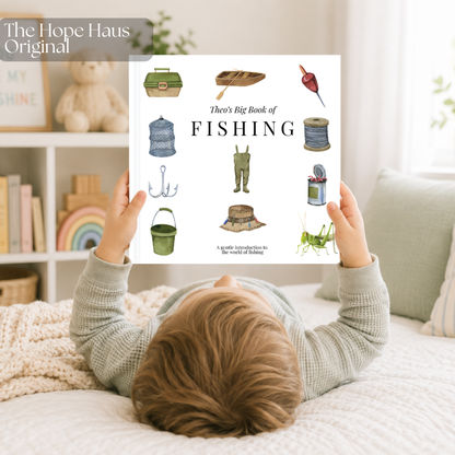 Personalized Fishing First Words Book | Custom Toddler Learning Book | Baby's First Fishing Book | Watercolor Keepsake Gift