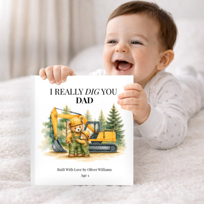 Personalized Construction Dad Book, Father’s Day Gift from Child, Custom Daddy Storybook, Blue Collar Dad Keepsake Gift