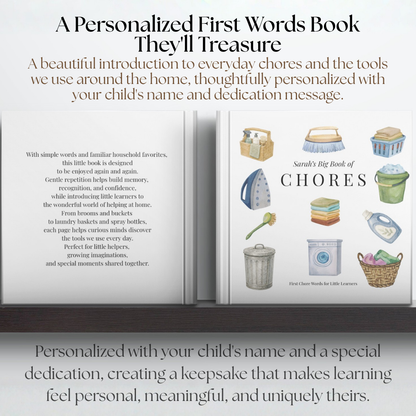 Personalized Chores Book for Kids | Custom First Words Book | Toddler Learning Book | Educational Children's Book | Baby Keepsake Gift
