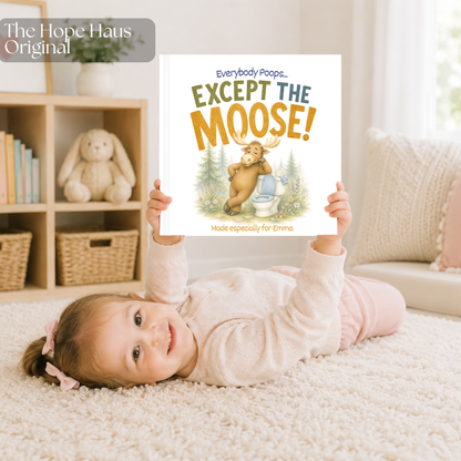 Personalized Potty Training Book for Toddlers | Everybody Poops Except the Moose | Custom Toilet Learning Story | Potty Training Gift