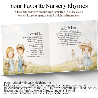 Personalized Christian Nursery Rhymes Book, Custom Baby Name Storybook, Baby Shower Gift for Boy or Girl, First Birthday Gift, Baby Keepsake