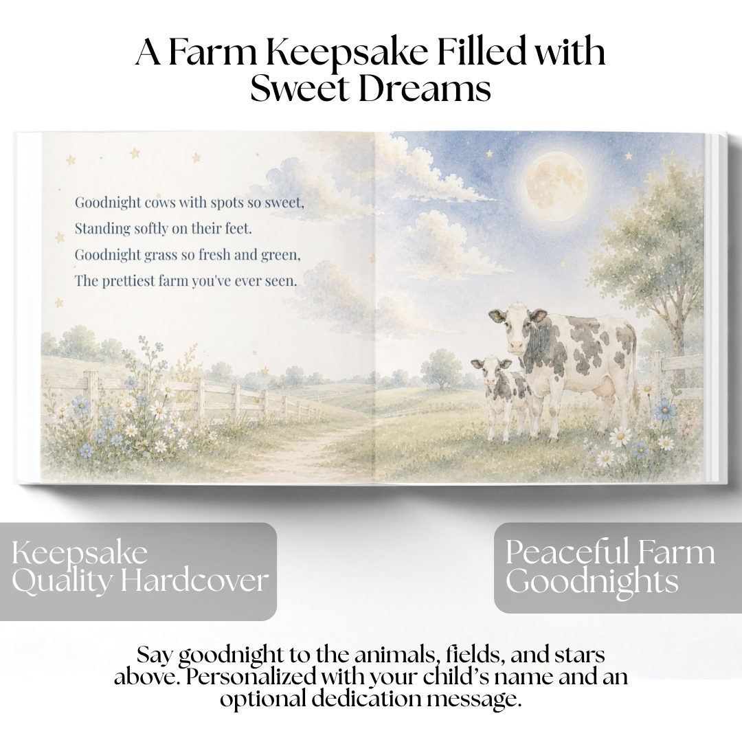 Personalized Farm Bedtime Book for Kids | Goodnight Little Farmer Storybook | Custom Baby & Toddler Gift | Farm Animal Book