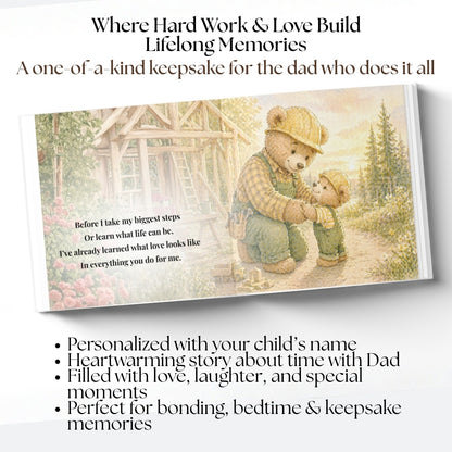 Personalized Construction Dad Book, Father’s Day Gift from Child, Custom Daddy Storybook, Blue Collar Dad Keepsake Gift