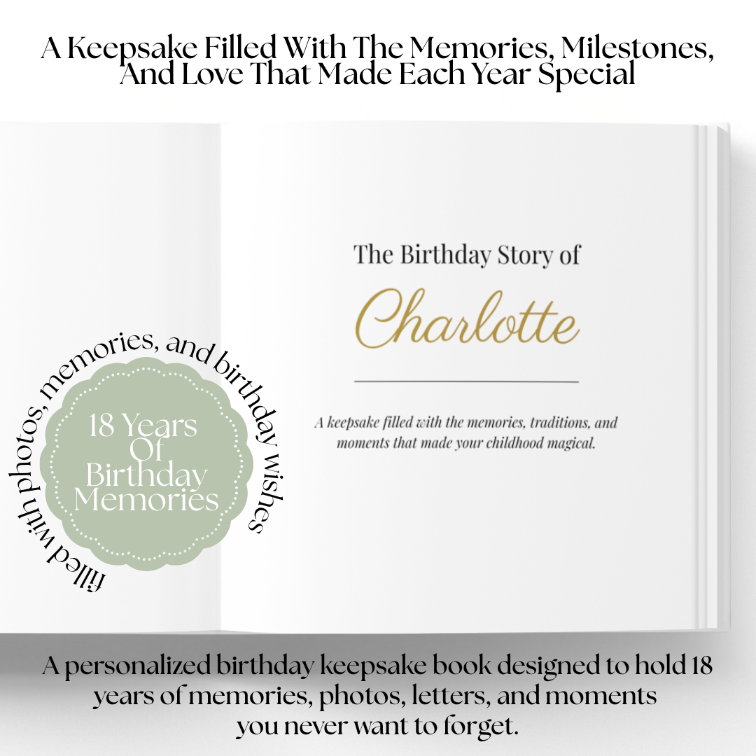 Personalized Birthday Memory Book, Linen Birthday Keepsake, 18 Year Birthday Tradition, First Birthday to 18 Gift
