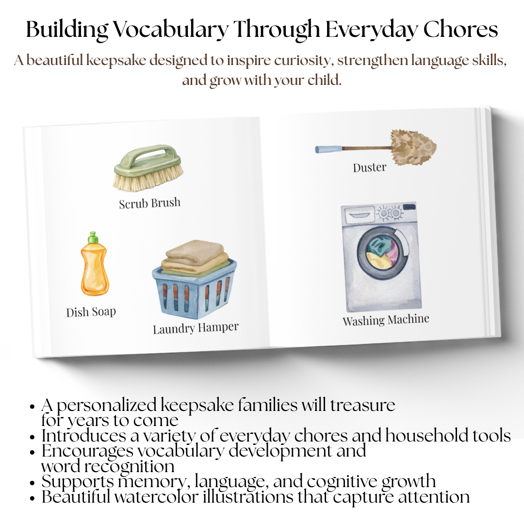 Personalized Chores Book for Kids | Custom First Words Book | Toddler Learning Book | Educational Children's Book | Baby Keepsake Gift