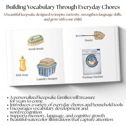 Personalized Chores Book for Kids | Custom First Words Book | Toddler Learning Book | Educational Children's Book | Baby Keepsake Gift