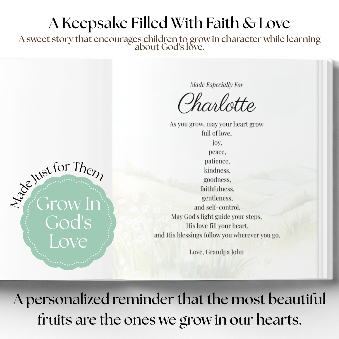 My Fruit of the Spirit Journey | Personalized Christian Book for Kids, Baptism Gift, Bible Storybook, Christian Gift
