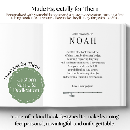 Personalized Fishing First Words Book | Custom Toddler Learning Book | Baby's First Fishing Book | Watercolor Keepsake Gift