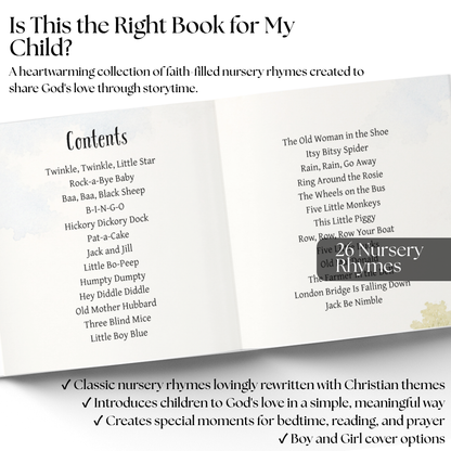 Personalized Christian Nursery Rhymes Book, Custom Baby Name Storybook, Baby Shower Gift for Boy or Girl, First Birthday Gift, Baby Keepsake