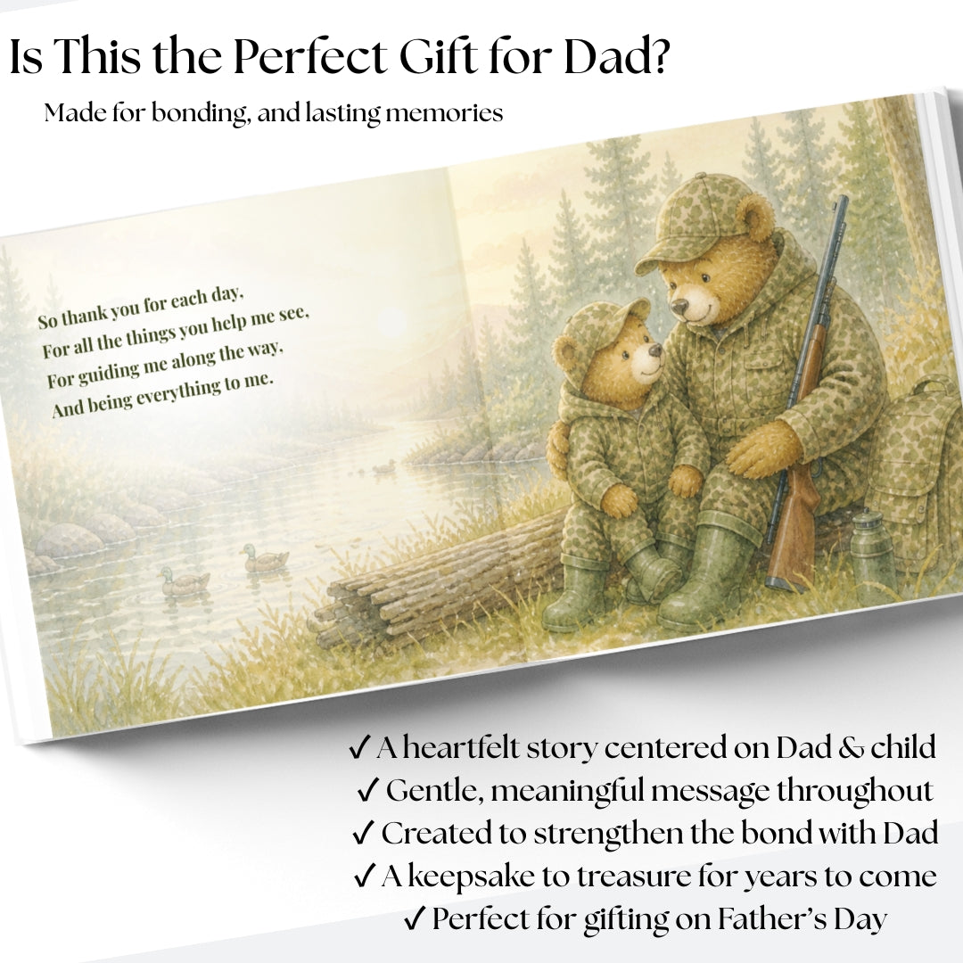Personalized Hunting Dad Book, Fathers Day Gift From Kids, Custom Outdoorsman Daddy Story Keepsake