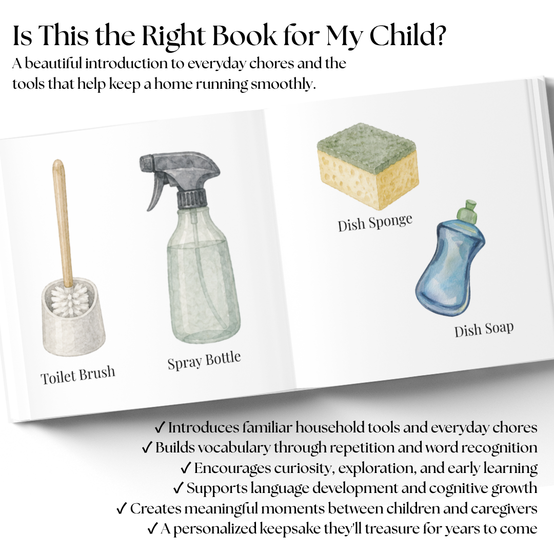 Personalized Chores Book for Kids | Custom First Words Book | Toddler Learning Book | Educational Children's Book | Baby Keepsake Gift