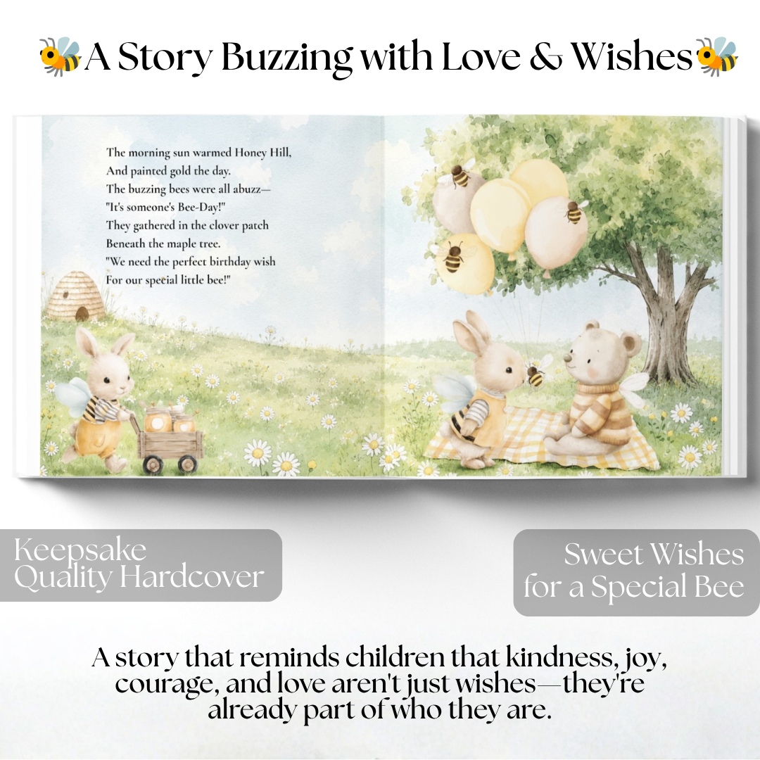 Personalized Bee-Day Birthday Book for Kids, Birthday Wish Book, Custom Birthday Storybook, Keepsake Gift for Children