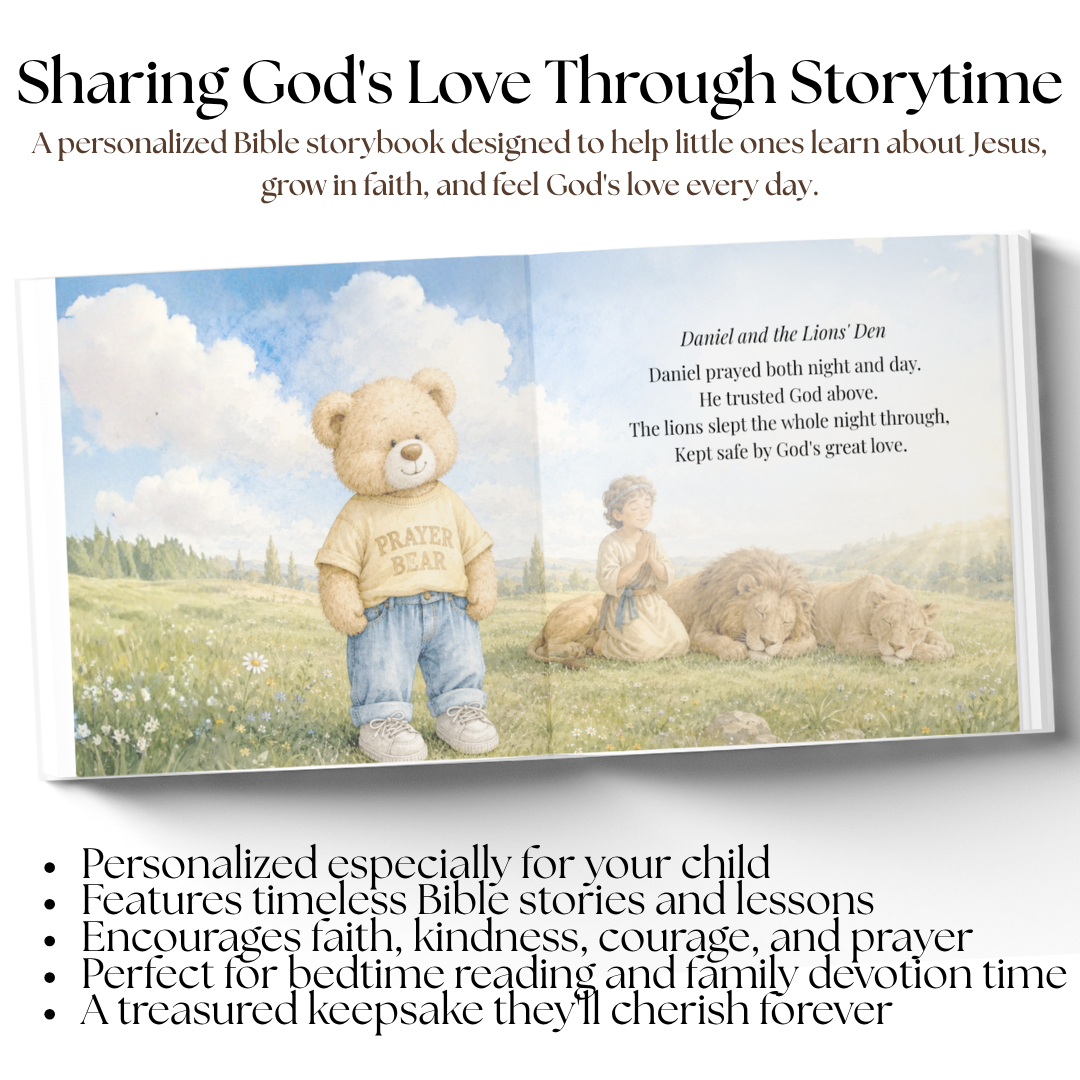 My Personalized Bible Story Book, Christian Keepsake Gift, Baptism Gift, Faith Based Storybook for Kids