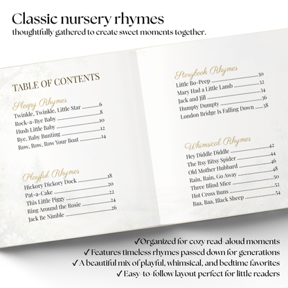 Personalized Nursery Rhymes Book for Babies & Toddlers, Vintage Bedtime Storybook, Baby Shower Gift, Keepsake Book