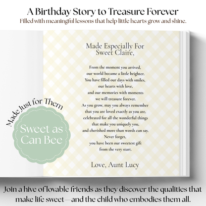 Personalized Bee-Day Birthday Book for Kids, Birthday Wish Book, Custom Birthday Storybook, Keepsake Gift for Children