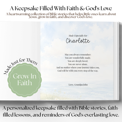 My Personalized Bible Story Book, Christian Keepsake Gift, Baptism Gift, Faith Based Storybook for Kids