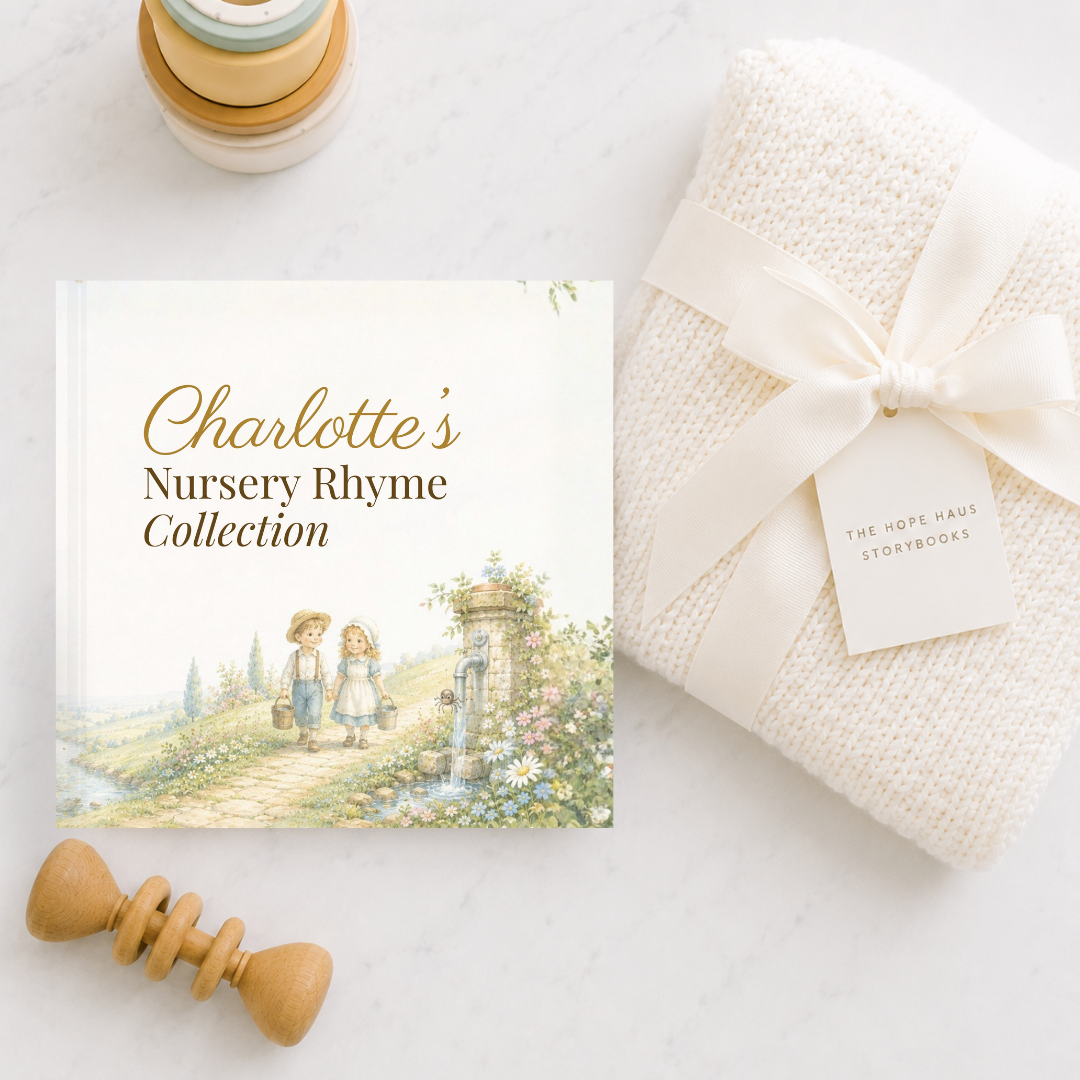 Personalized Nursery Rhyme Book, Vintage Watercolor Keepsake, Baby Shower Gift, Heirloom Storybook for Babies & Toddlers